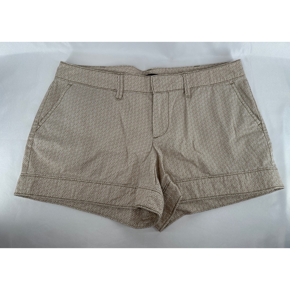 Gap Chino Shorts Womens 10 Tan White Geometric Print Cuffed Mid Rise Casual
